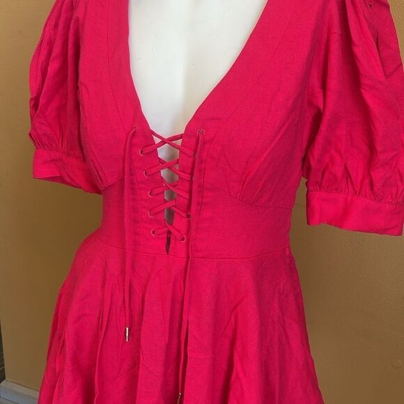 NWT House Of Harlow 1960 Magenta Puff Sleeve Mini Dress Size 4 - Picture 4 of 15